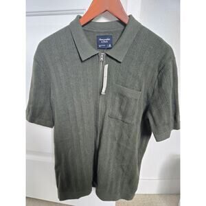 Abercrombie & Fitch Textured Sweater Polo Zip Up Green XS Men